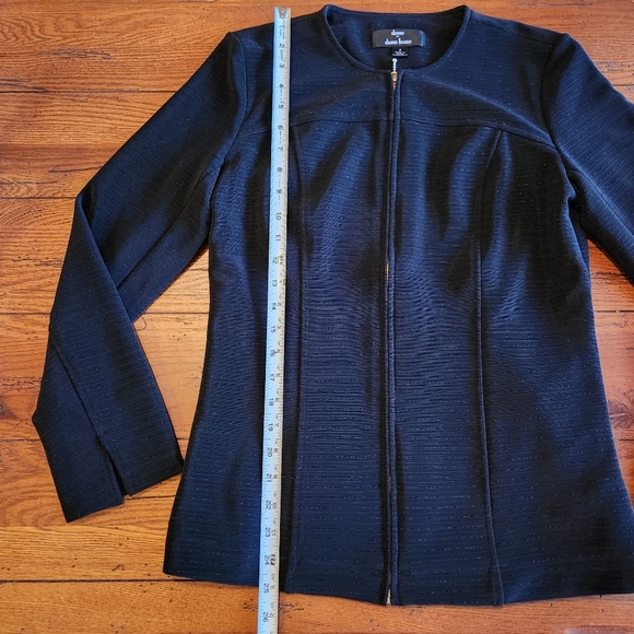 Dennis by Dennis Basso Zip Front Lined Jacket Size 4 Color Black w/ shimmer - Picture 6 of 14